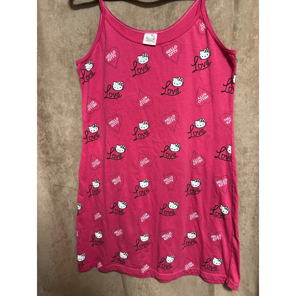 Hello Kitty Pink Love Heart Graphic Camisole Tank Top Large Sanrio Y2K Style